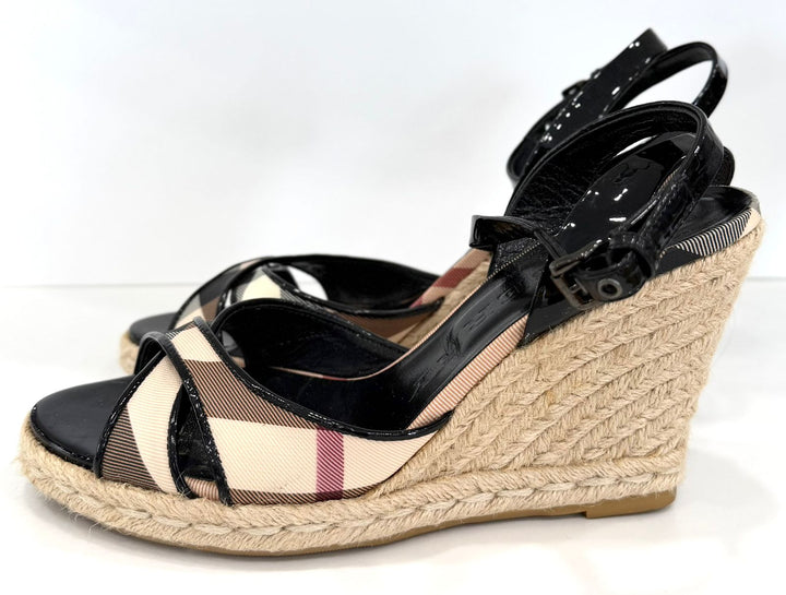 BURBERRY NOVA CHECK WEDGE HEEL ESPADRILLES