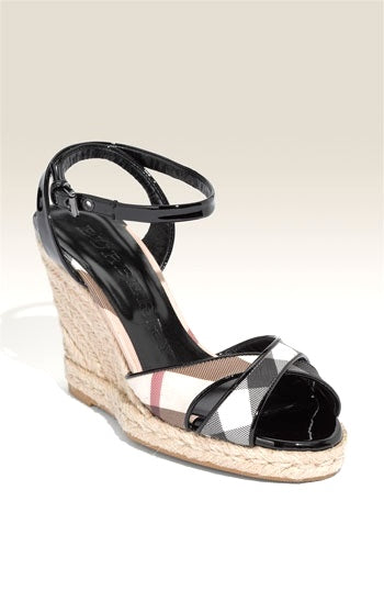 BURBERRY NOVA CHECK WEDGE HEEL ESPADRILLES