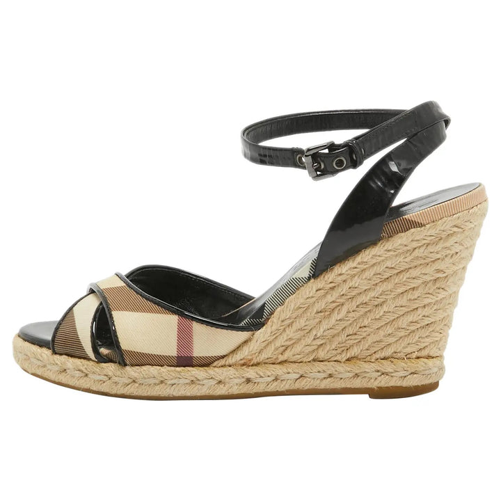 BURBERRY NOVA CHECK WEDGE HEEL ESPADRILLES