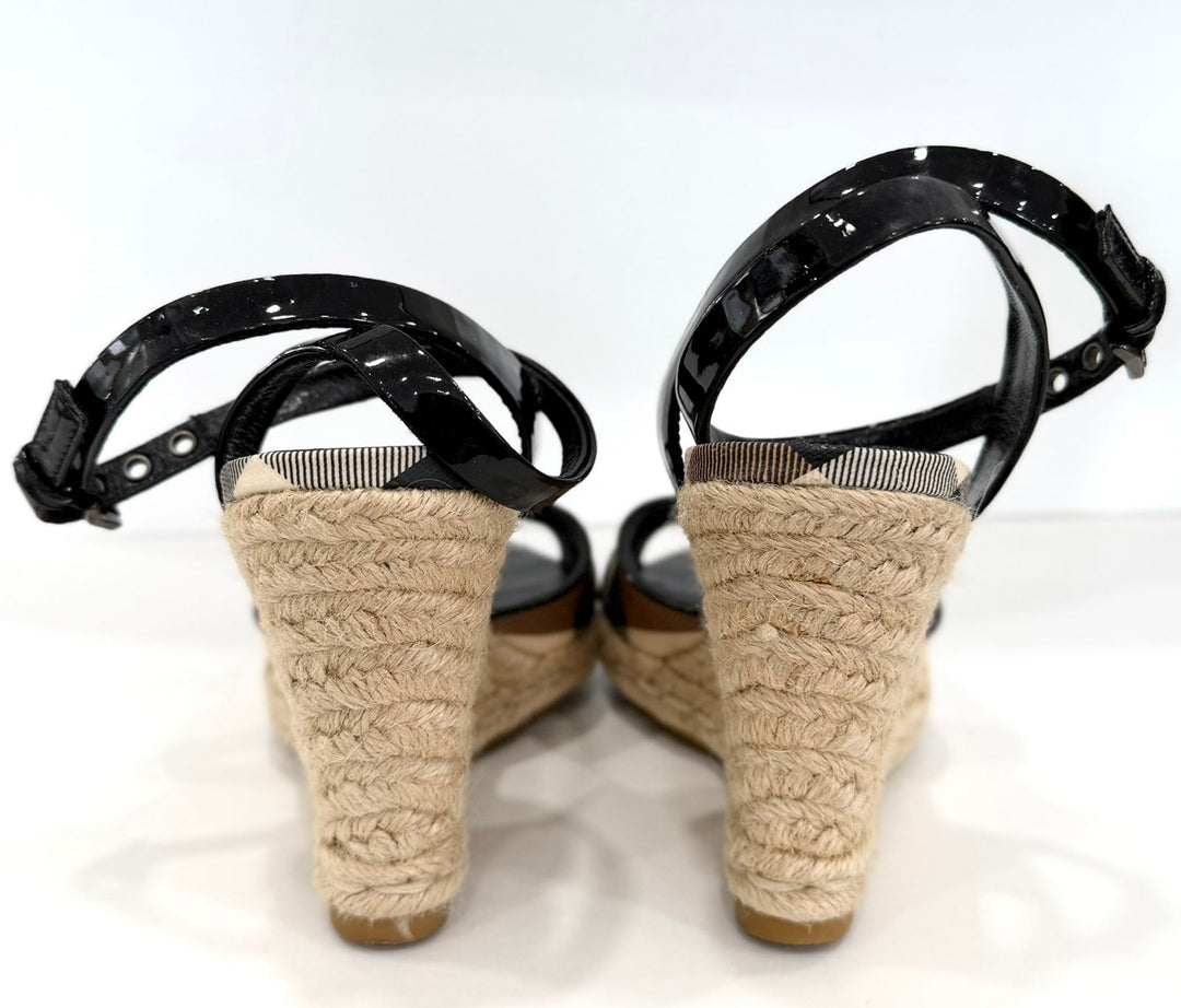 BURBERRY NOVA CHECK WEDGE HEEL ESPADRILLES