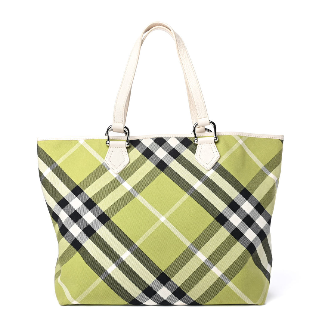 BURBERRY NOVA CHECK LIME GREEN SHOPPER TOTE BAG – Caroline's