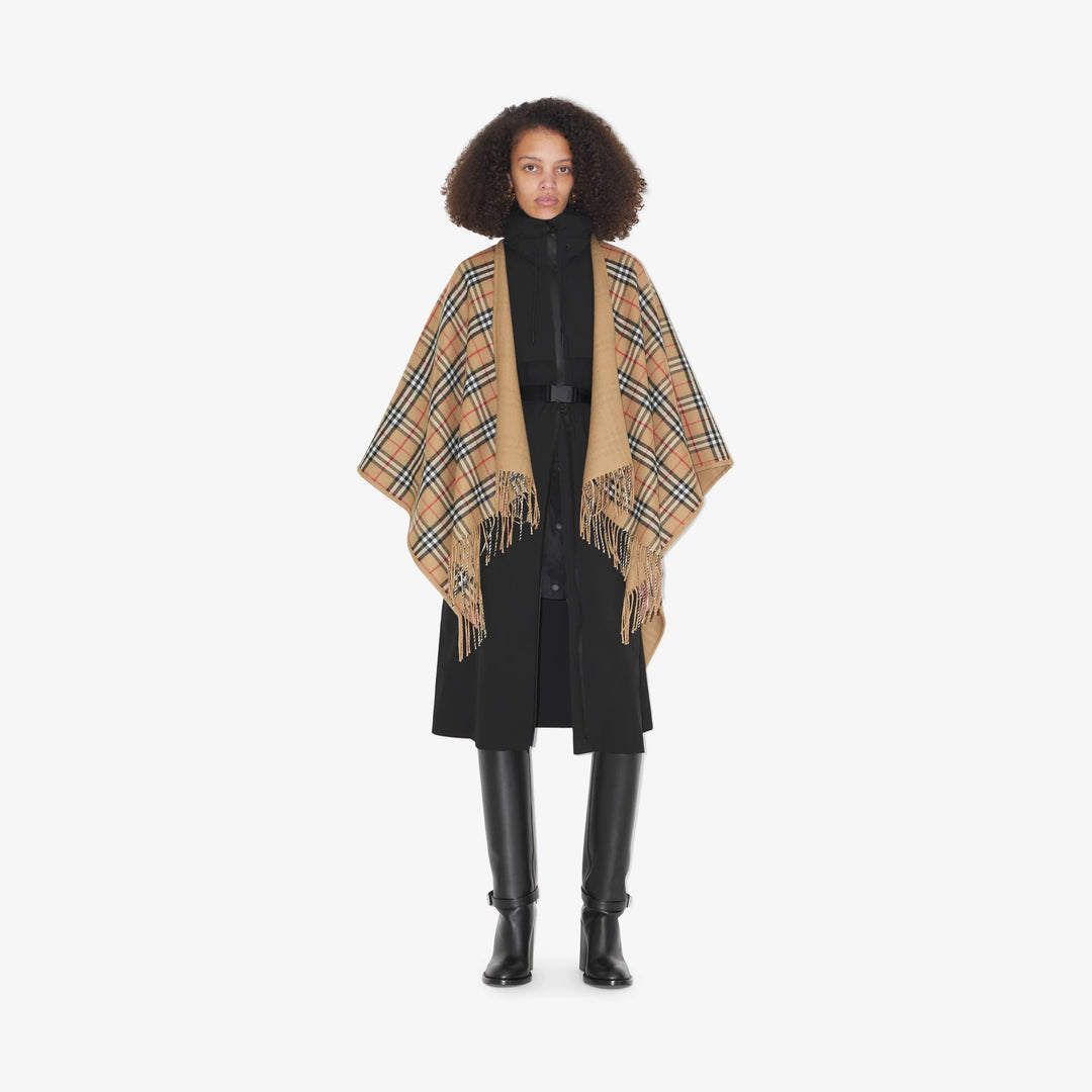 BURBERRY REVERSIBLE HOUSE CHECK WOOL CAPE