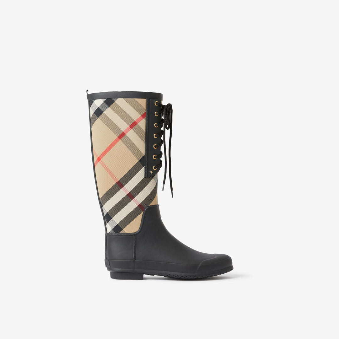 BURBERRY SIMEON HOUSE CHECK LACE UP RAIN BOOTS