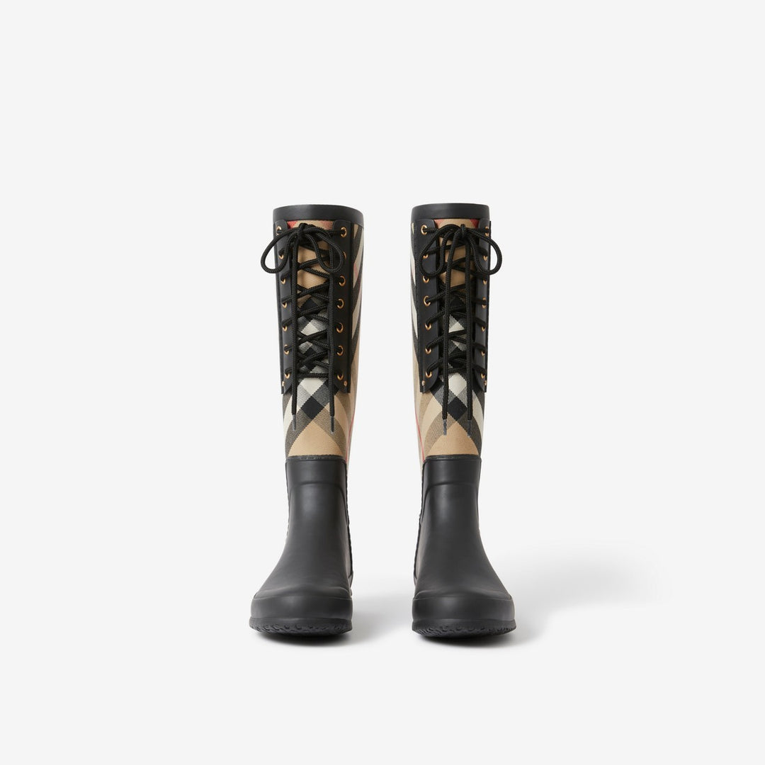 BURBERRY SIMEON HOUSE CHECK LACE UP RAIN BOOTS