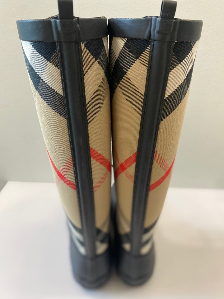 BURBERRY SIMEON HOUSE CHECK LACE UP RAIN BOOTS
