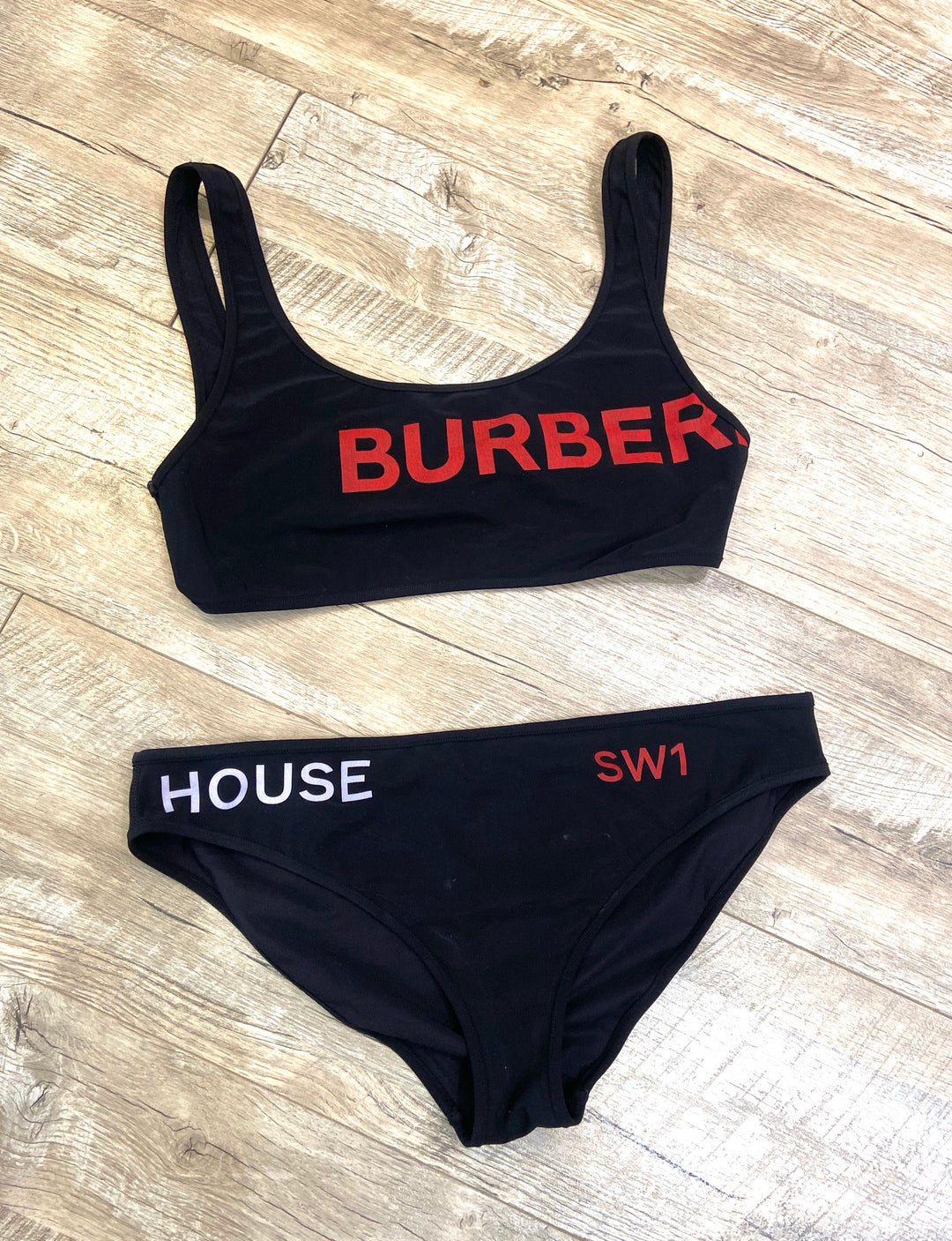 BURBERRY BLACK TWO-PIECE SWIMSUIT