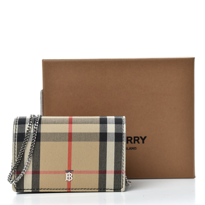 BURBERRY VINTAGE CHECK JESSIE TB WALLET ON CHAIN