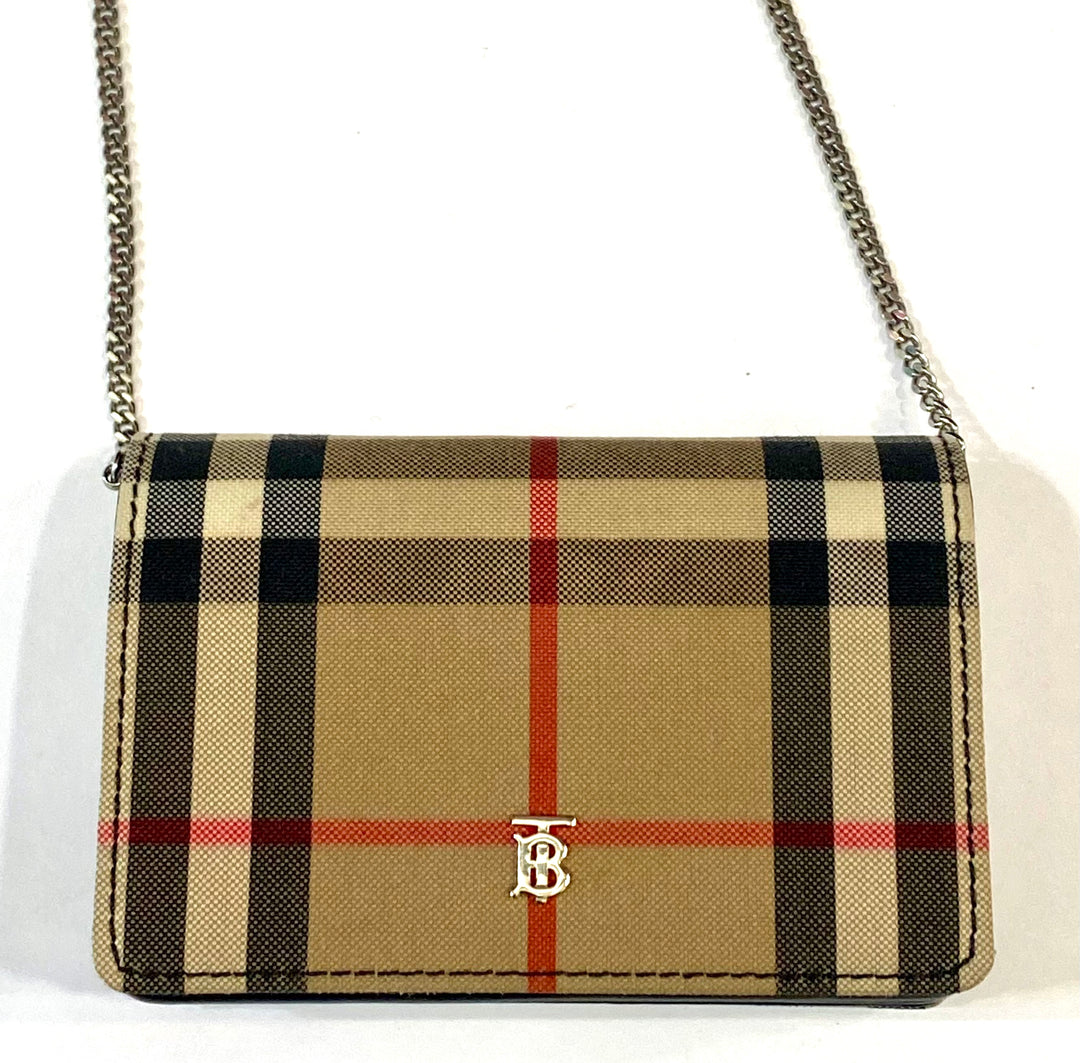 BURBERRY VINTAGE CHECK JESSIE TB WALLET ON CHAIN