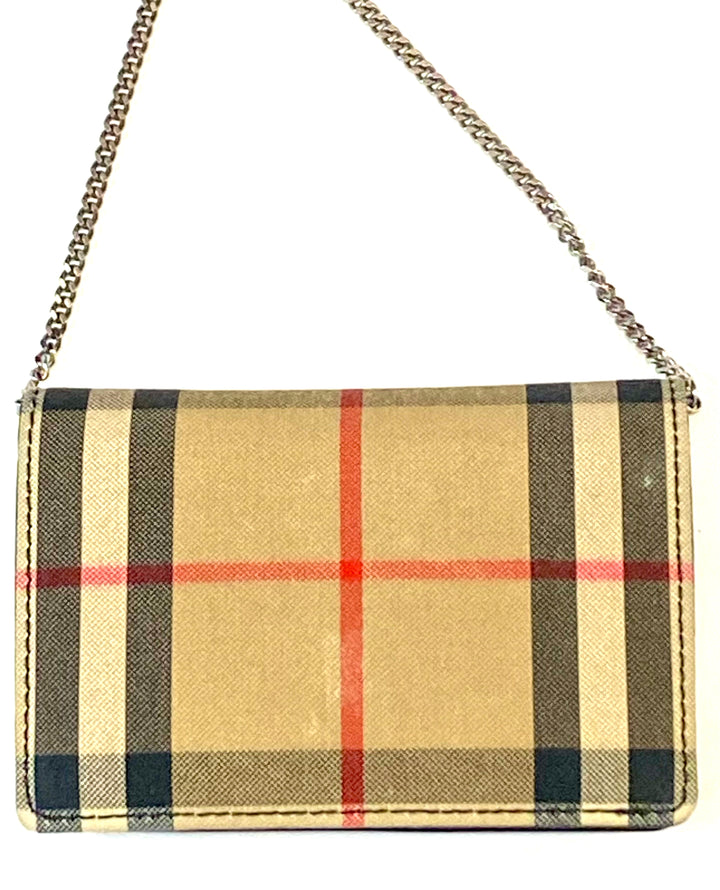 BURBERRY VINTAGE CHECK JESSIE TB WALLET ON CHAIN