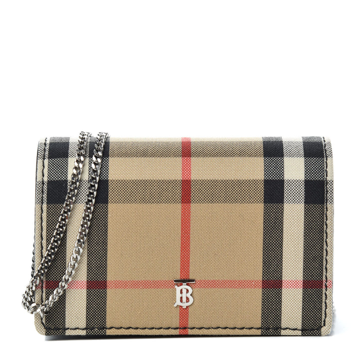 BURBERRY VINTAGE CHECK JESSIE TB WALLET ON CHAIN