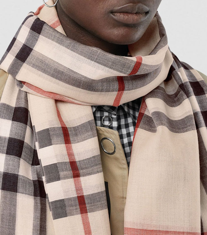 BURBERRY VINTAGE CHECK WOOL SILK BLEND SCARF