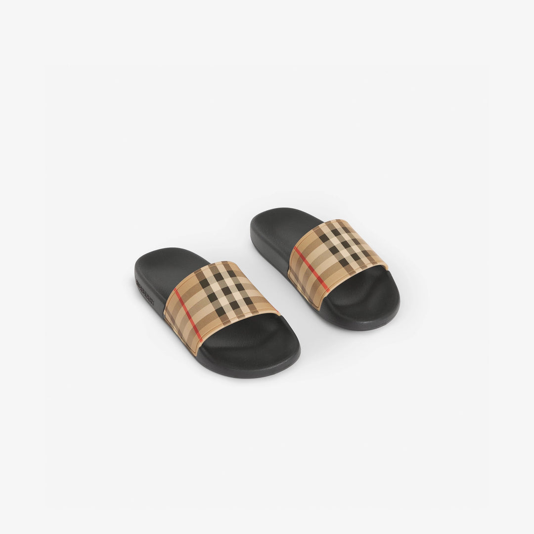 BURBERRY KIDS VINTAGE CHECK SLIDES