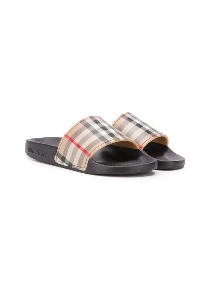 BURBERRY KIDS VINTAGE CHECK SLIDES