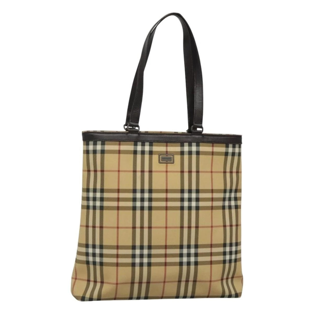 BURBERRY VINTAGE NOVA CHECK PVC &amp; LEATHER TOTE BAG