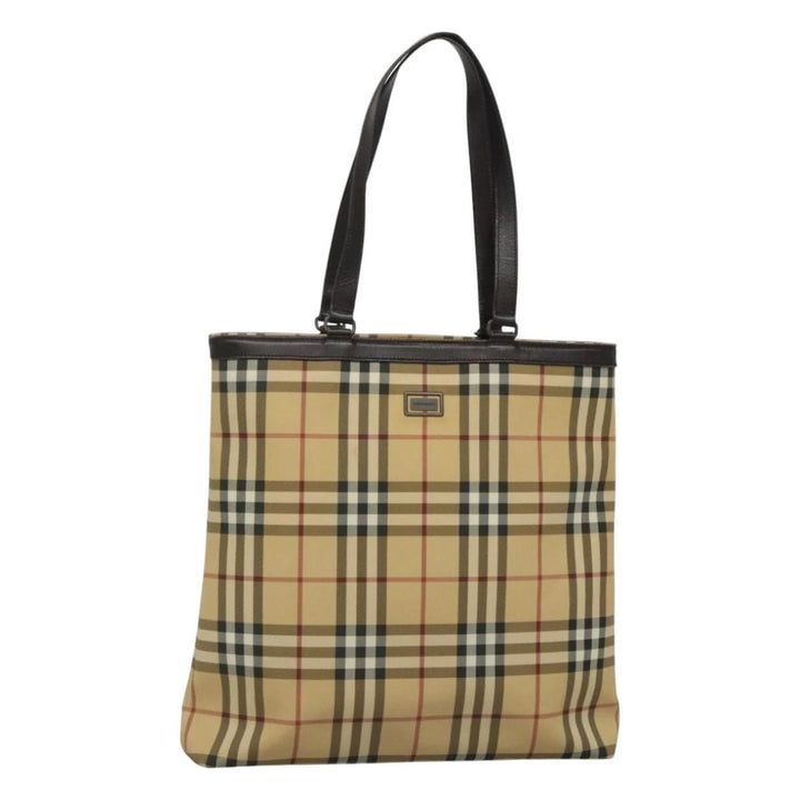 BURBERRY VINTAGE NOVA CHECK PVC &amp; LEATHER TOTE BAG