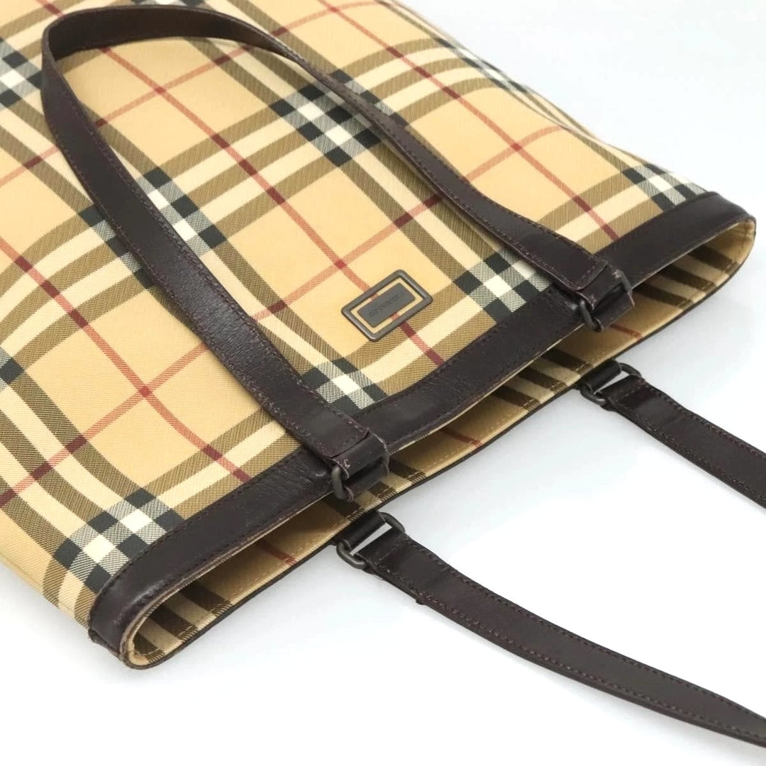 BURBERRY VINTAGE NOVA CHECK PVC &amp; LEATHER TOTE BAG