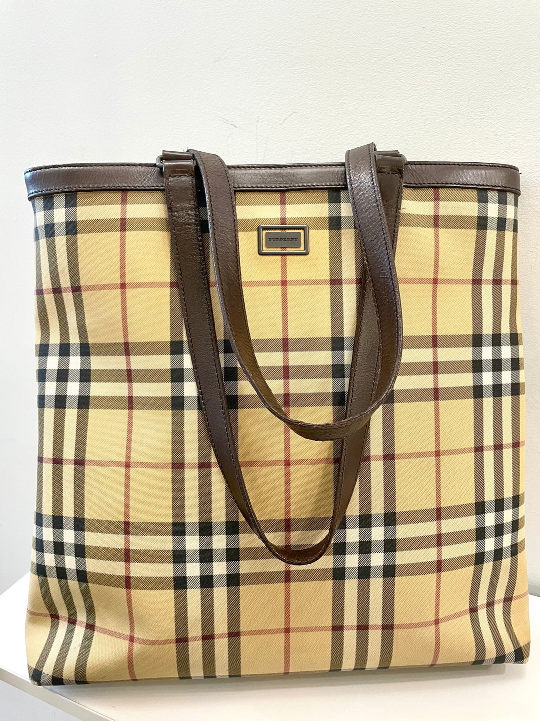 BURBERRY VINTAGE NOVA CHECK PVC &amp; LEATHER TOTE BAG