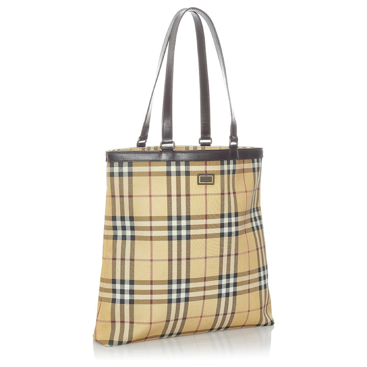 BURBERRY VINTAGE NOVA CHECK PVC &amp; LEATHER TOTE BAG