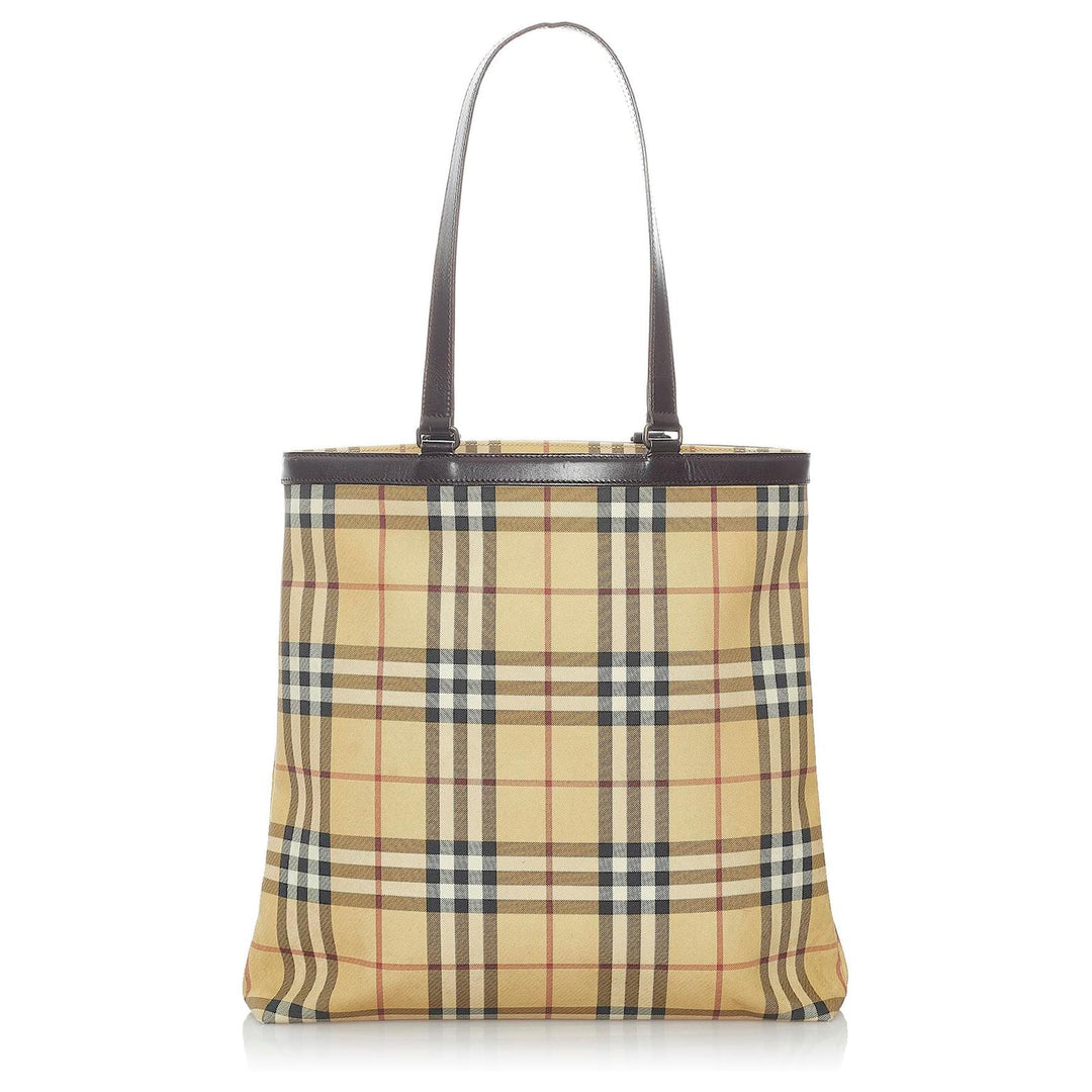 BURBERRY VINTAGE NOVA CHECK PVC &amp; LEATHER TOTE BAG