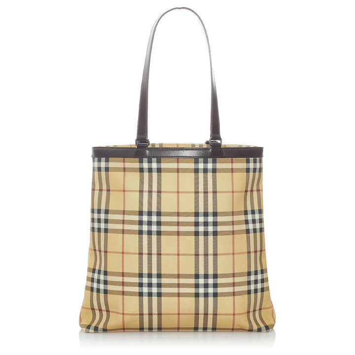 BURBERRY VINTAGE NOVA CHECK PVC &amp; LEATHER TOTE BAG