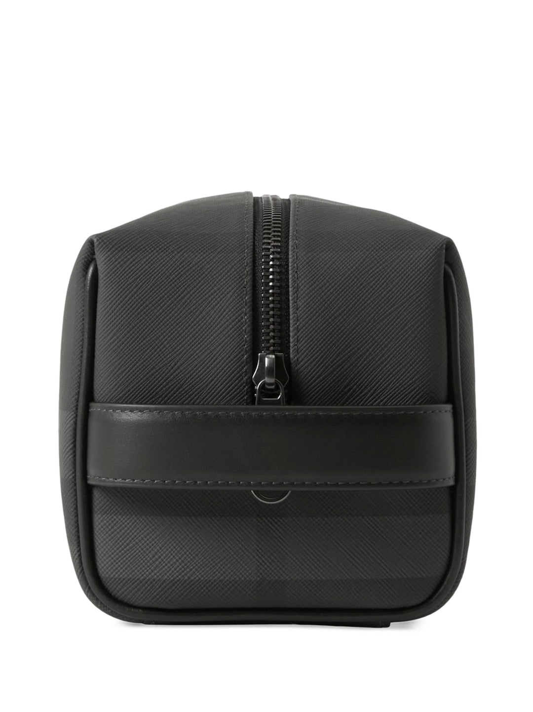 BURBERRY CHARCOAL HOUSE CHECK LEATHER TRAVEL POUCH