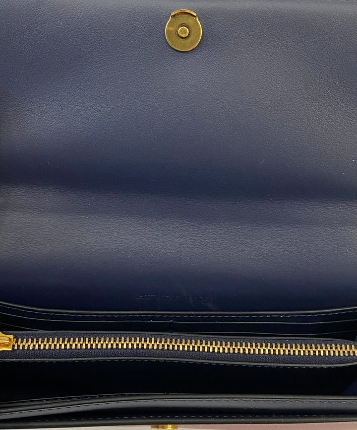 BURBERRY EQUESTRIAN KNIGHT EMBOSSED CALFSKIN LEATHER LONG WALLET