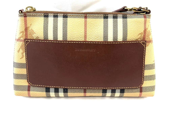 BURBERRY BEIGE HAYMARKET CHECK COATED CANVAS WRISTLET
