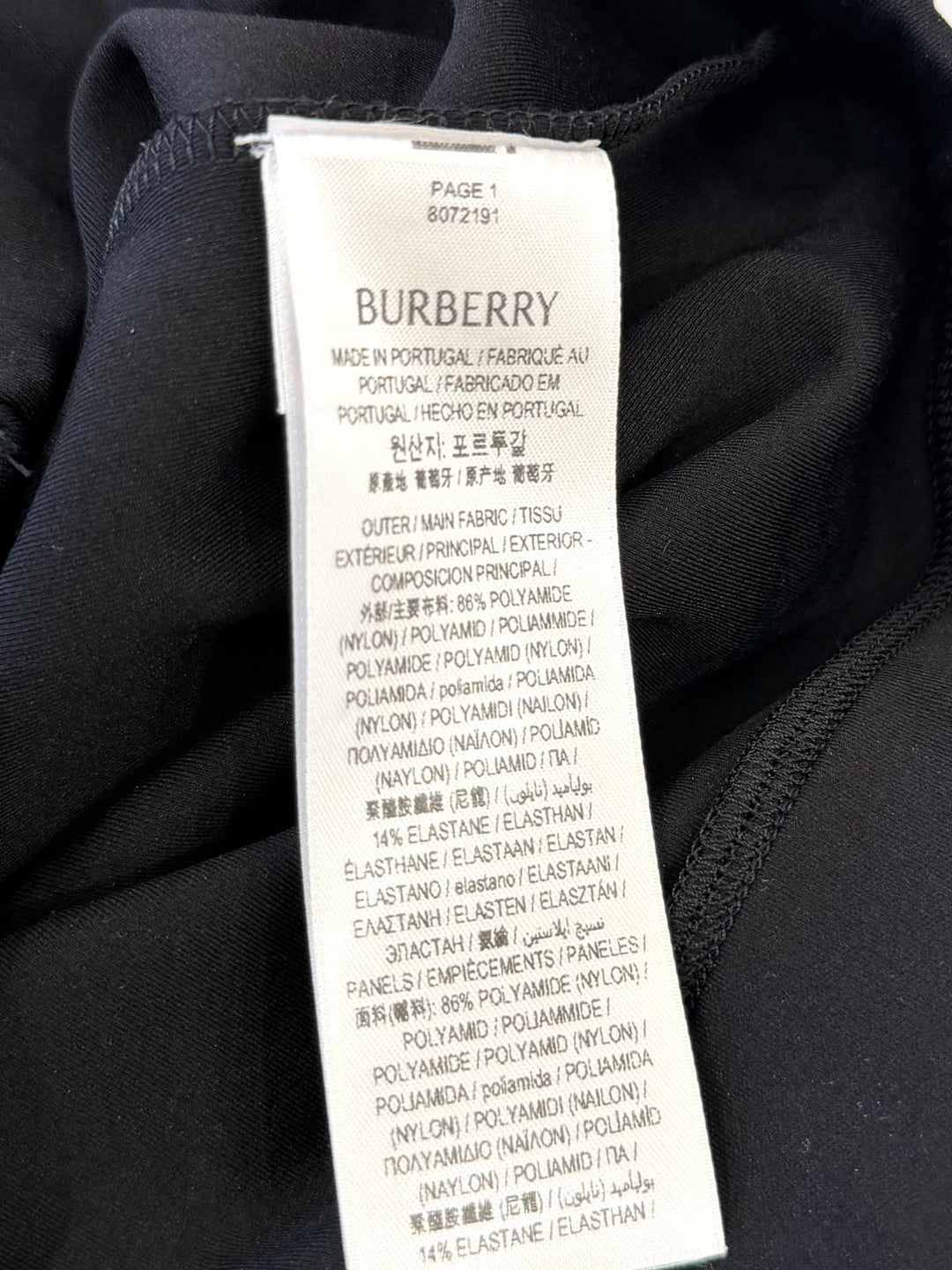 BURBERRY BLACK CHECK PANEL CROP TOP AND LEGGINGS SET