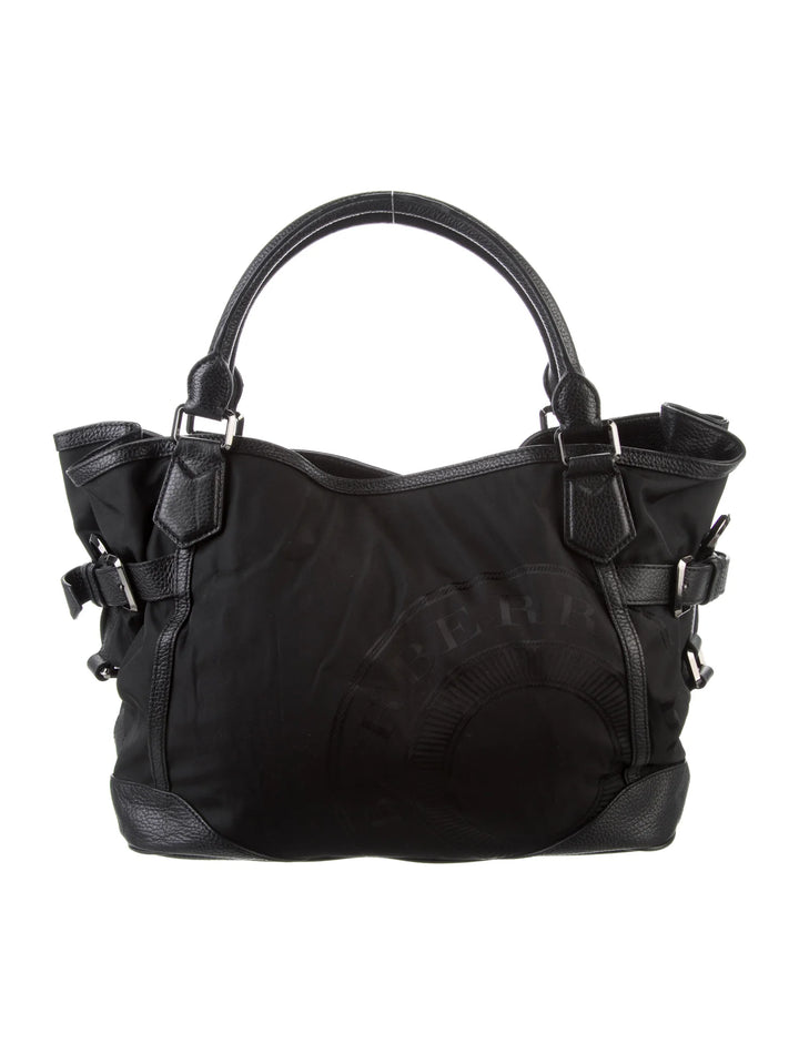 BURBERRY NYLON &amp; LEATHER TRIM LOGO MONTCLARE TOTE BAG