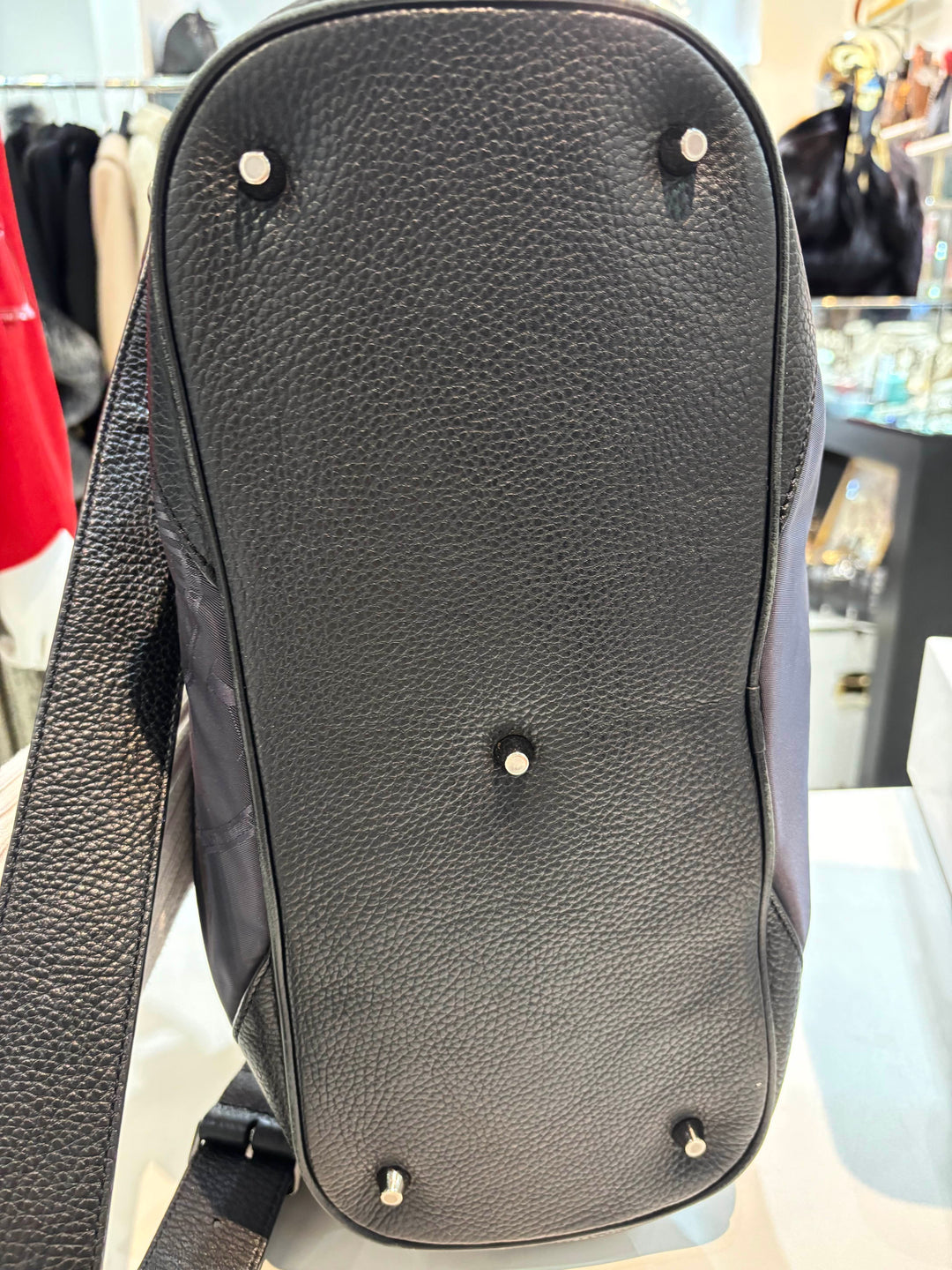 BURBERRY NYLON &amp; LEATHER TRIM LOGO MONTCLARE TOTE BAG
