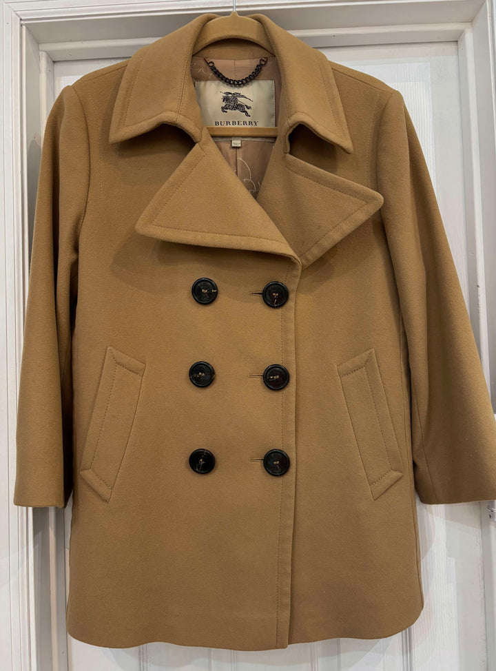 BURBERRY WOOL CASHMERE BLEND PEACOAT