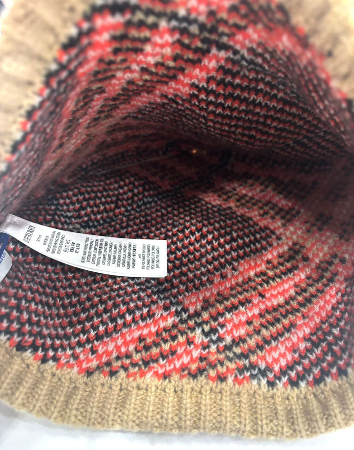 BURBERRY CHECK CASHMERE BLEND BEANIE