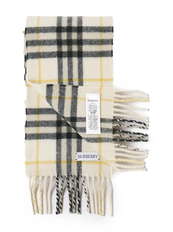 BURBERRY HOUSE CHECK CASHMERE FRINGED SCARF