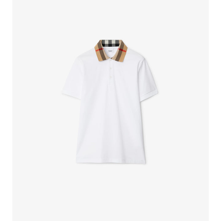 BURBERRY CHECK COLLAR COTTON POLO SHIRT