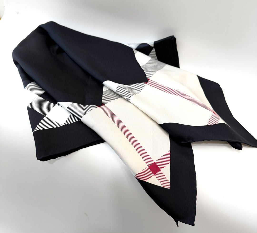 BURBERRY CHECK PATTERN SILK SCARF