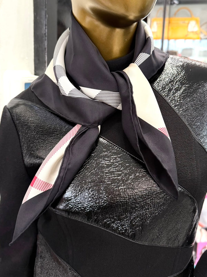 BURBERRY CHECK PATTERN SILK SCARF