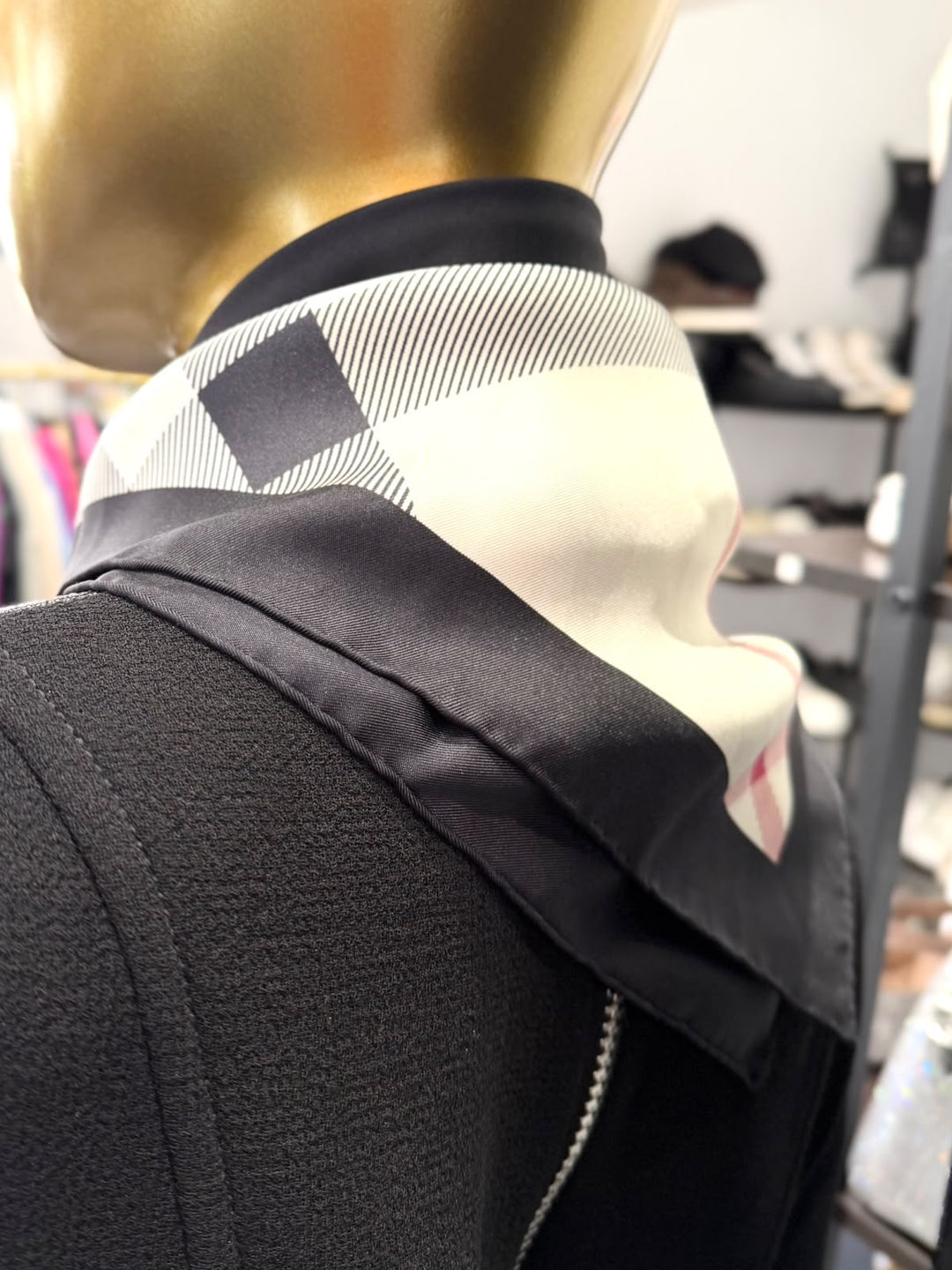 BURBERRY CHECK PATTERN SILK SCARF