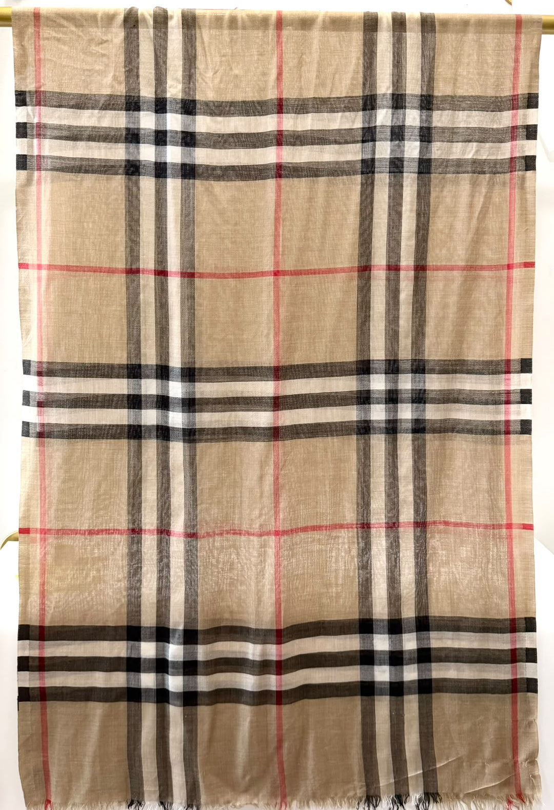 BURBERRY CHECK REVERSIBLE WOOL AND SILK SCARF