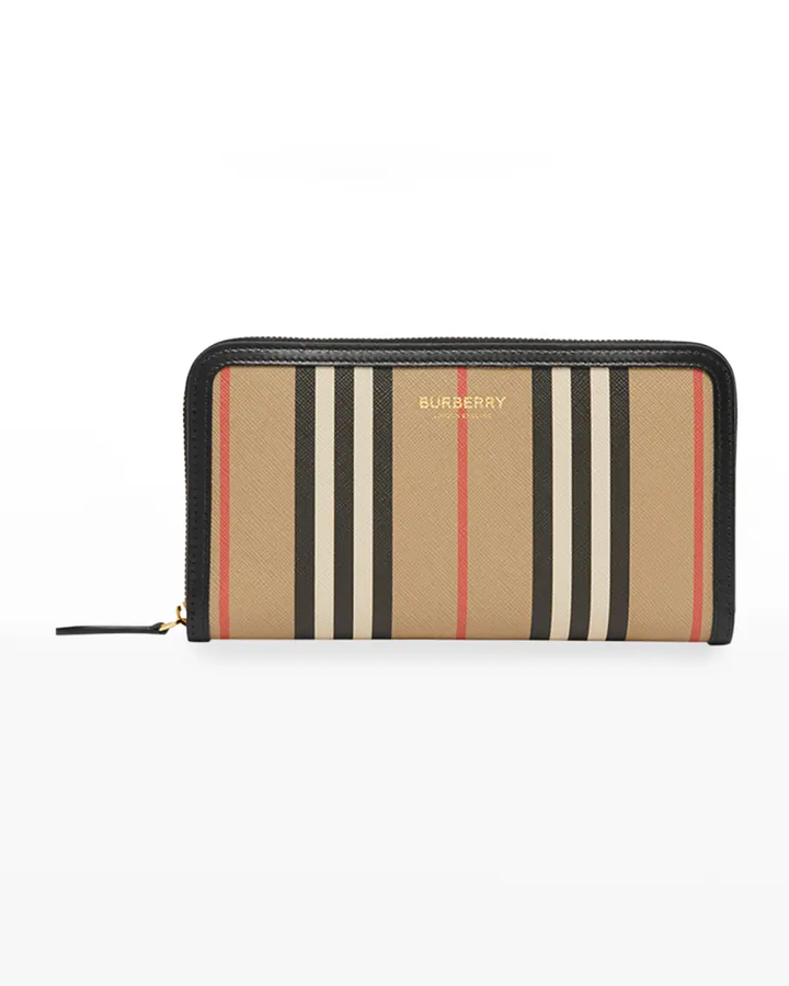BURBERRY ELLERBY ICON STRIPE ZIP AROUND WALLET