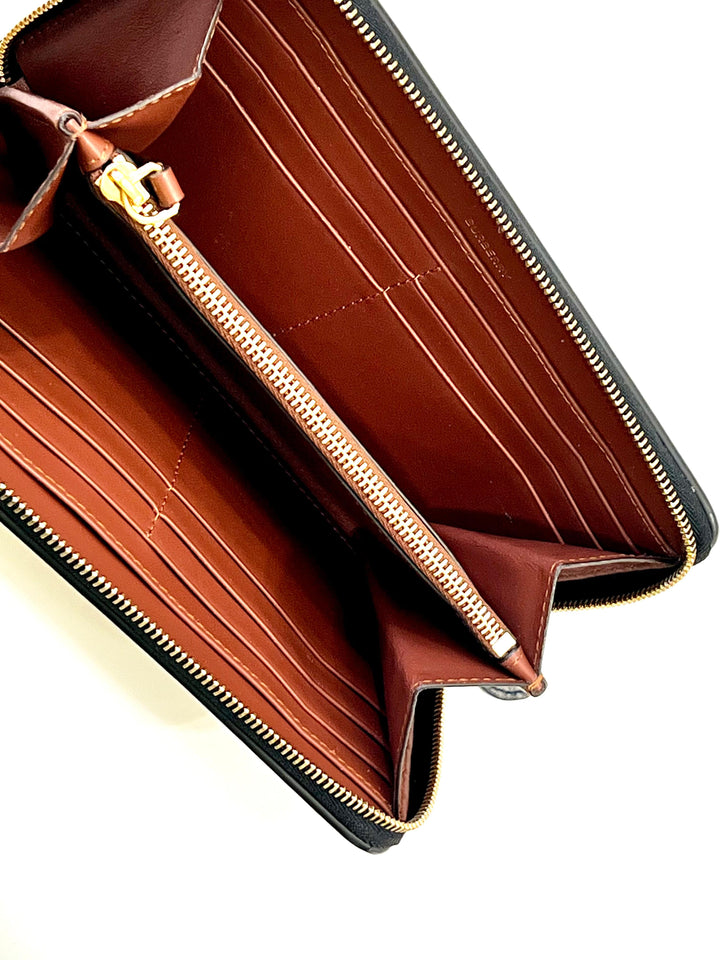BURBERRY ELLERBY ICON STRIPE ZIP AROUND WALLET