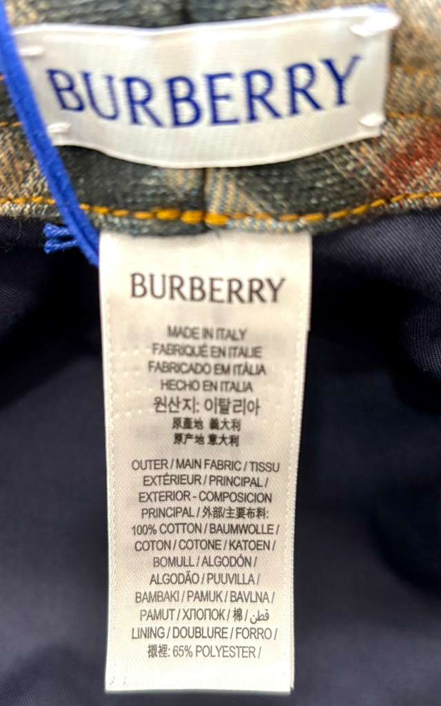 BURBERRY EQUESTRIAN KNIGHT DENIM BUCKET HAT