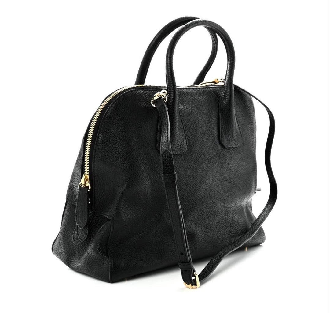 BURBERRY GREENWOOD GRAINED CALFSKIN LEATHER SMALL SATCHEL BAG