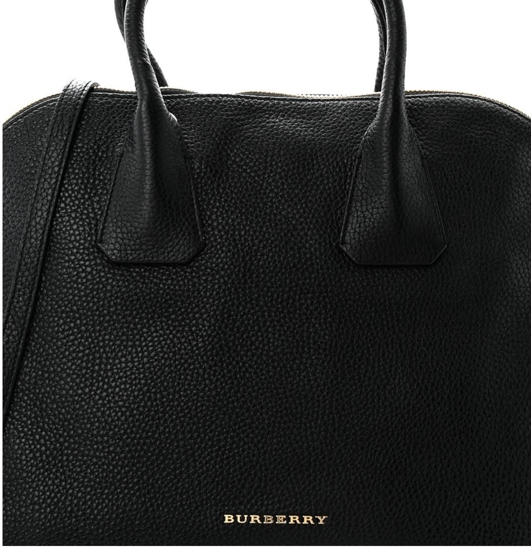 BURBERRY GREENWOOD GRAINED CALFSKIN LEATHER SMALL SATCHEL BAG