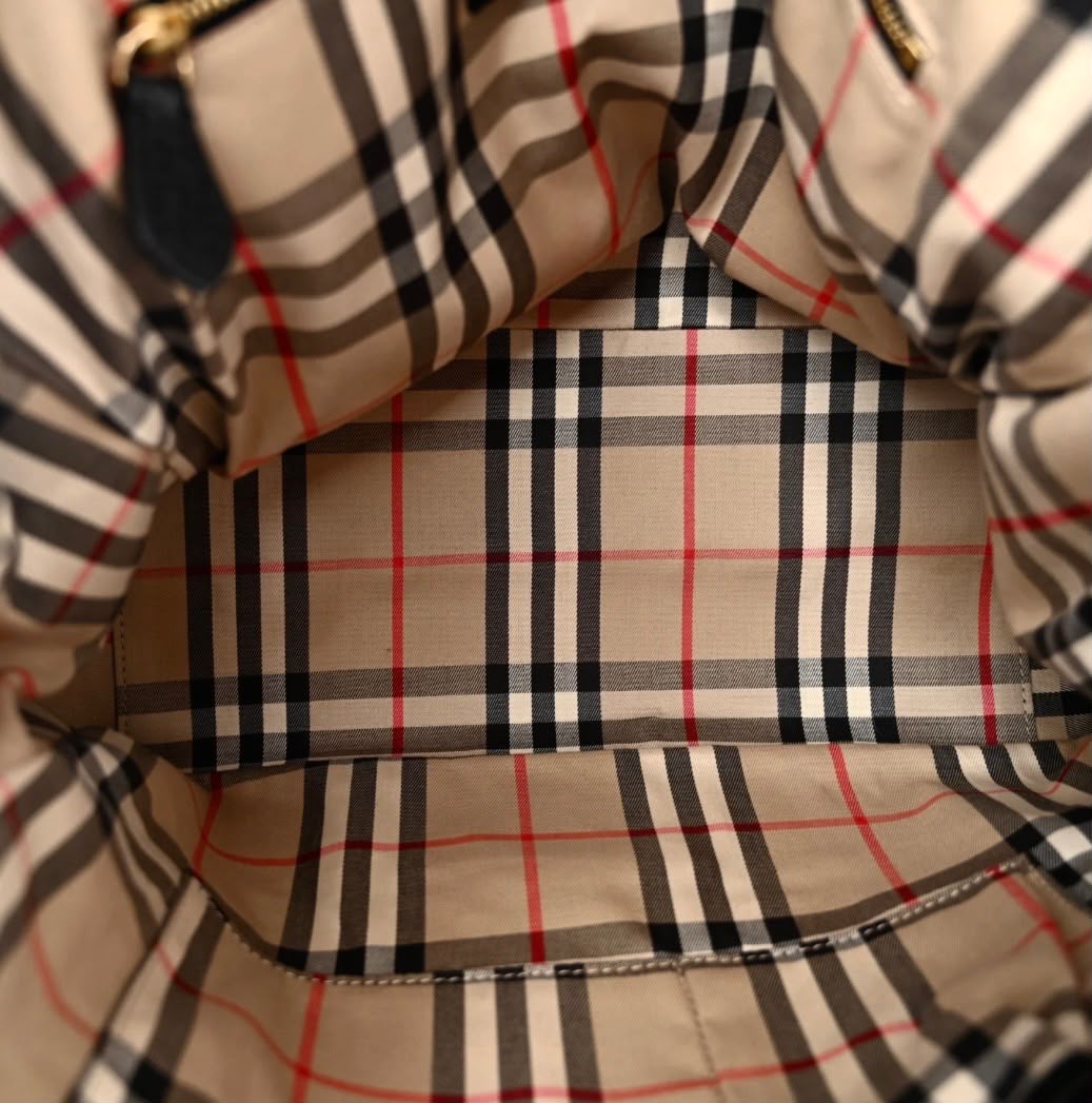 BURBERRY GREENWOOD GRAINED CALFSKIN LEATHER SMALL SATCHEL BAG