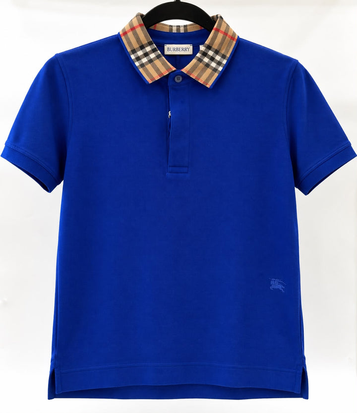 BURBERRY KIDS CHECK-COLLAR POLO SHIRT