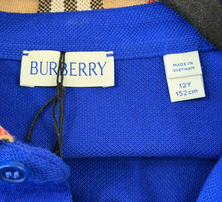 BURBERRY KIDS CHECK-COLLAR POLO SHIRT