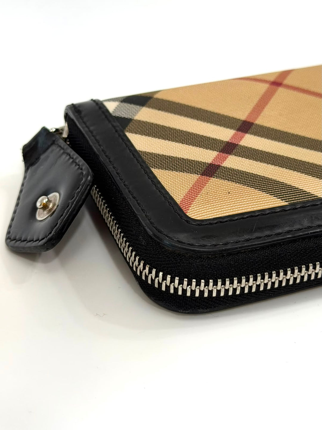 BURBERRY NOVA CHECK CANVAS ZIP-AROUND WALLET