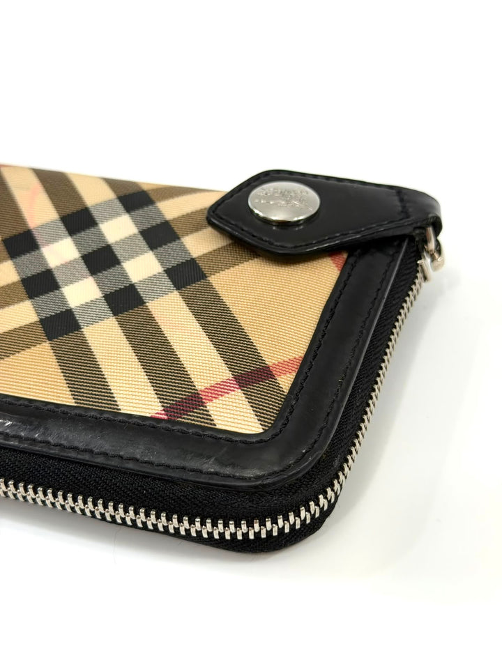 BURBERRY NOVA CHECK CANVAS ZIP-AROUND WALLET