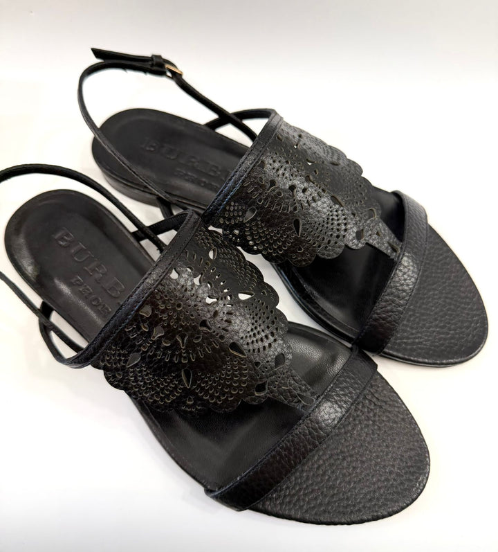 BURBERRY PRORSUM BLACK LEATHER SANDALS