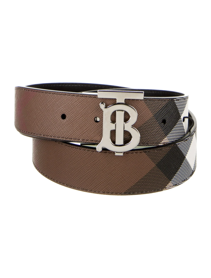 BURBERRY SAFFIANO REVERSIBLE CHECK LEATHER BELT